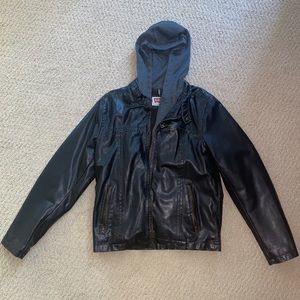 Levi’s Levi Strauss & Co. faux leather jacket with hoodie lining